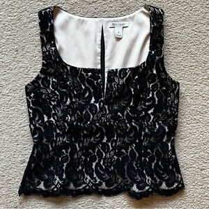 White House Black Market Black Lace Sleeveless Top